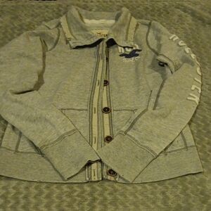 Gray Button-Up  with Hollister Logo